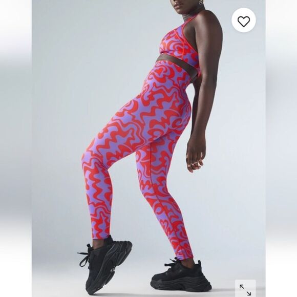 SAVAGE X FENTY Hotline High Waist Leggings M Heart Abstract Print Gym Dopamine - Picture 13 of 13